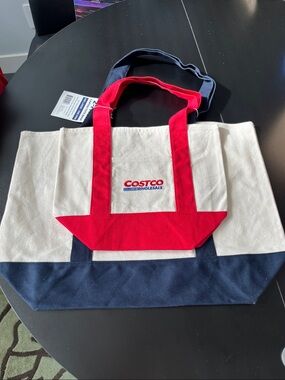 Costco Japan  Canvas Tote Bags, Set Of 2 (1 LG Blue trim, 1 SM Red trim), NWT